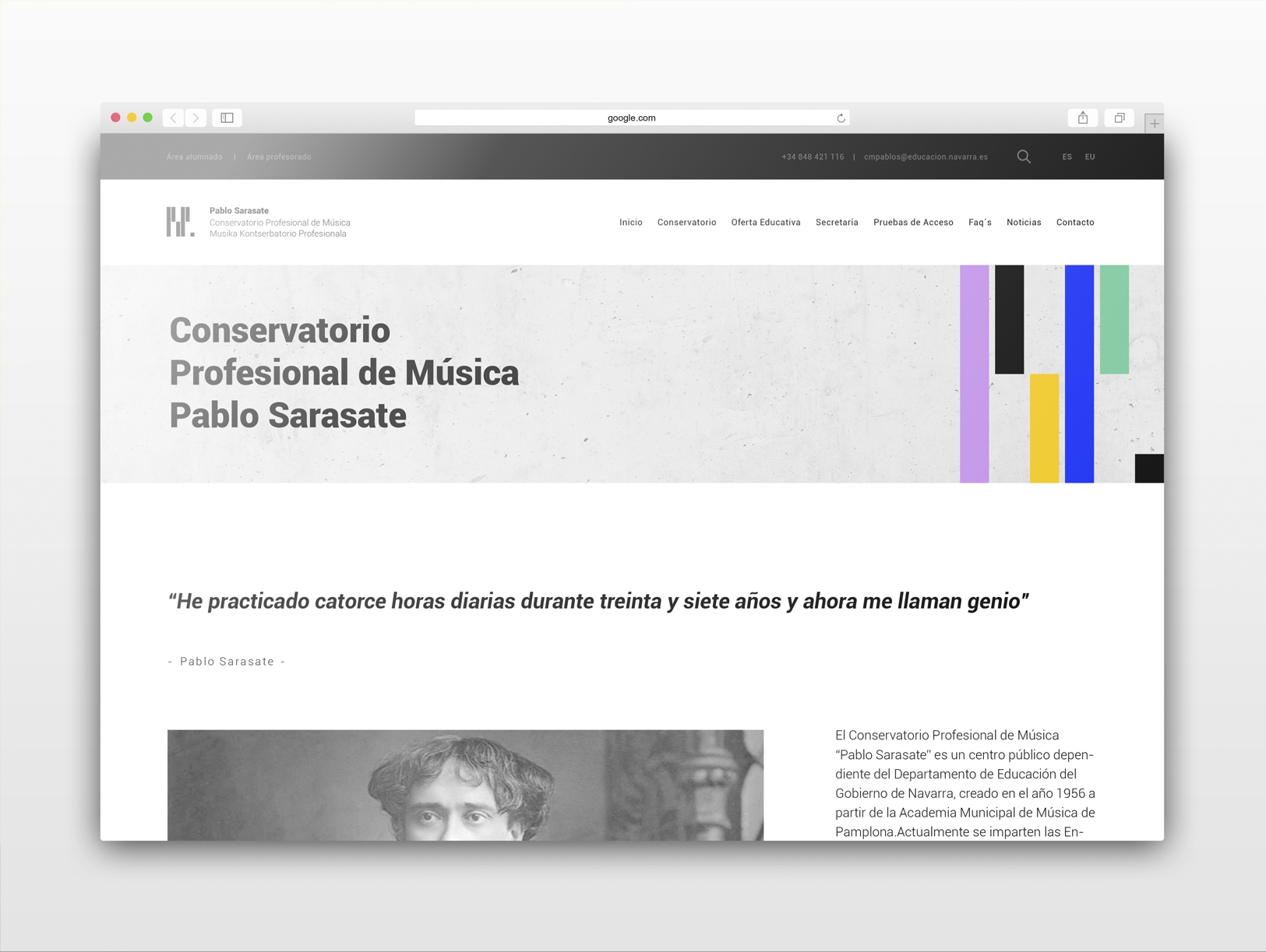 Index web Conservatorio Pablo Sarasate