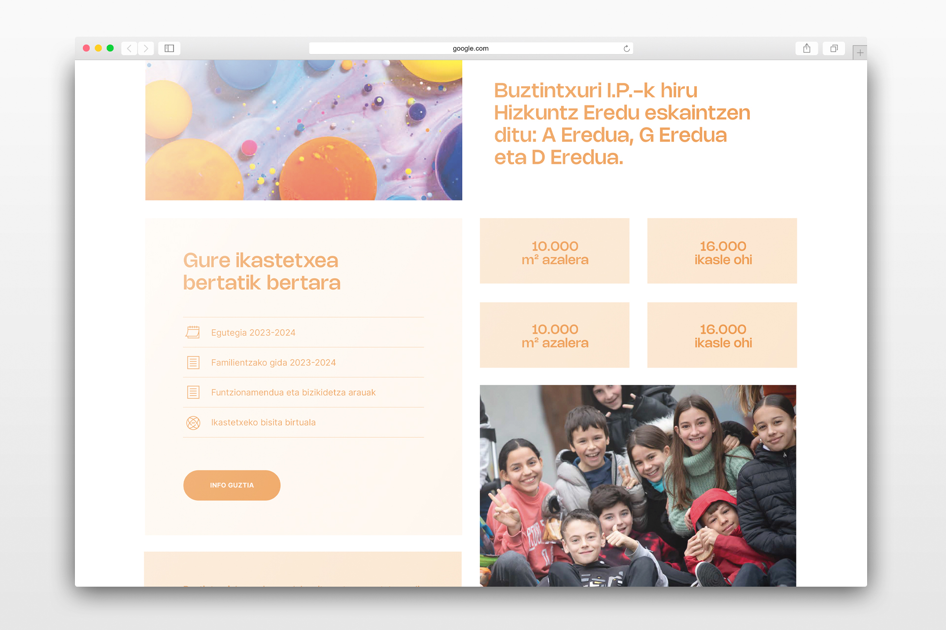 Diseño y programación web para centro educativo Buztintxuri